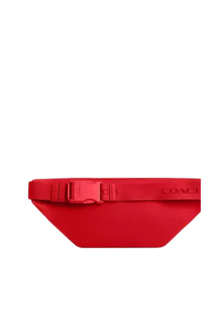 Coach Track Belt Bag In Colorblock Signature Canvas In Charcoal Bright Poppy CP013