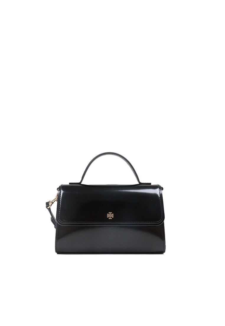 Tory Burch Emerson Patent Mini Top Handle In Black 176967