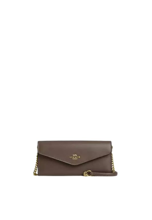 ( PREORDER ) Coach Klare With Chain Wallet In Dark Stone CBI22