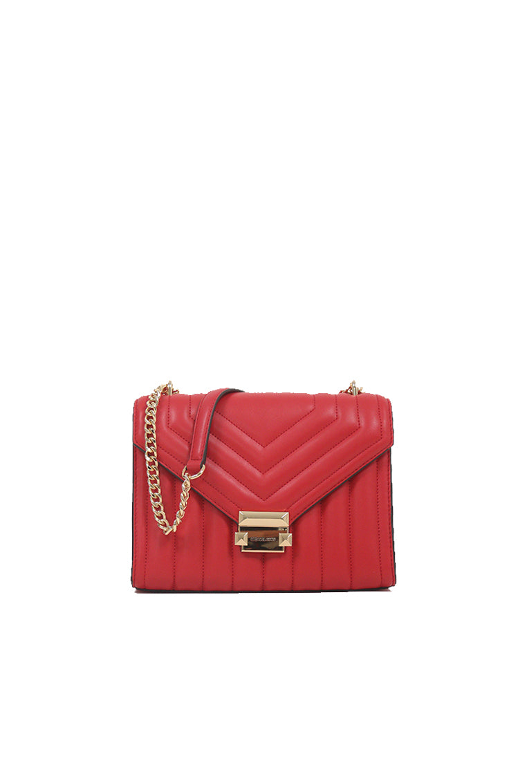 Michael Kors Whitney Medium Flap Chain Shoulder Bag In Bright Red 35R4GWHL6U