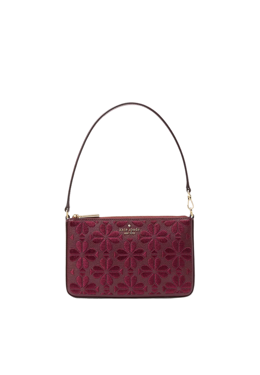 Kate Spade Spade Flower Embroidered Wallet Convertible In Dark Merlot KL898