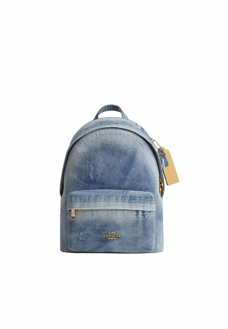 ( PREORDER ) Coach Taylor In Loved Denim Small Backpack In Light Indigo CEF27