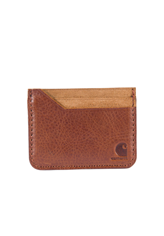 ( AS IS ) Carhartt Patina Leather Front Pocket Card Case In Brown WW0390
