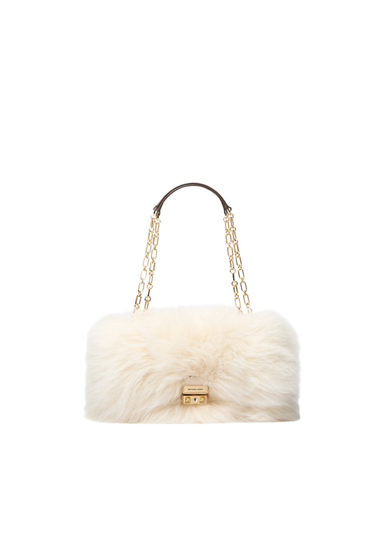 ( PREORDER ) Michael Kors Tribeca Large Faux Shearling Shoulder Bag In Natural 30F5G2RL7Y