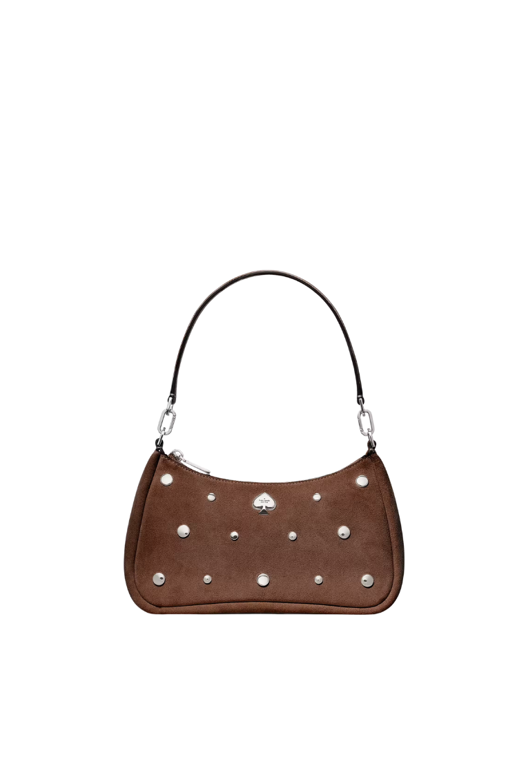 ( PREORDER ) Kate Spade Kayla Suede Studs Small Convertible Shoulder Bag In Hot Fudge KM670