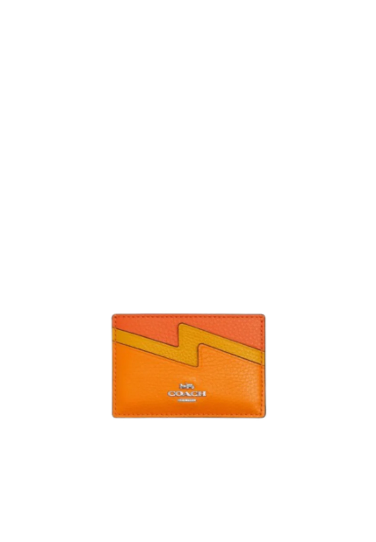 Coach Bolt Card Case In Bright Mandarin Multi CU134