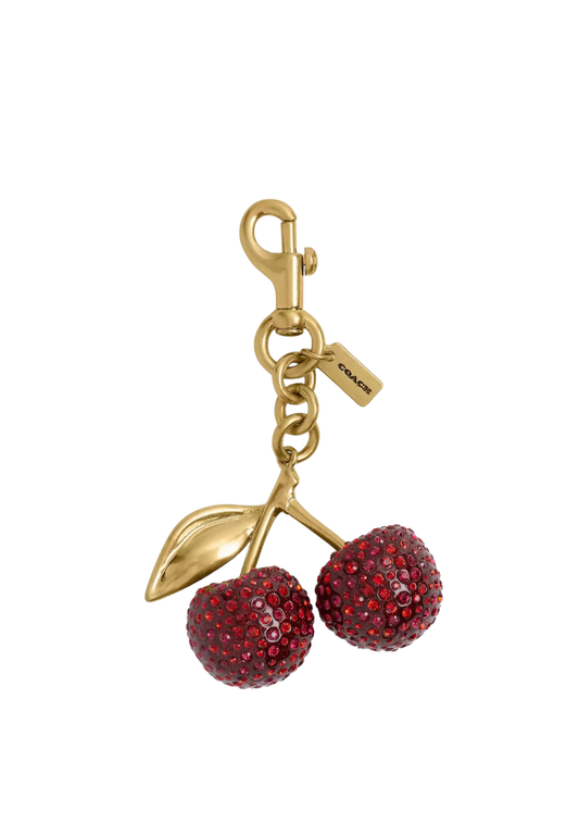( PREORDER ) Coach Crystal Cherry Bag Charm In Brass Red CCD32