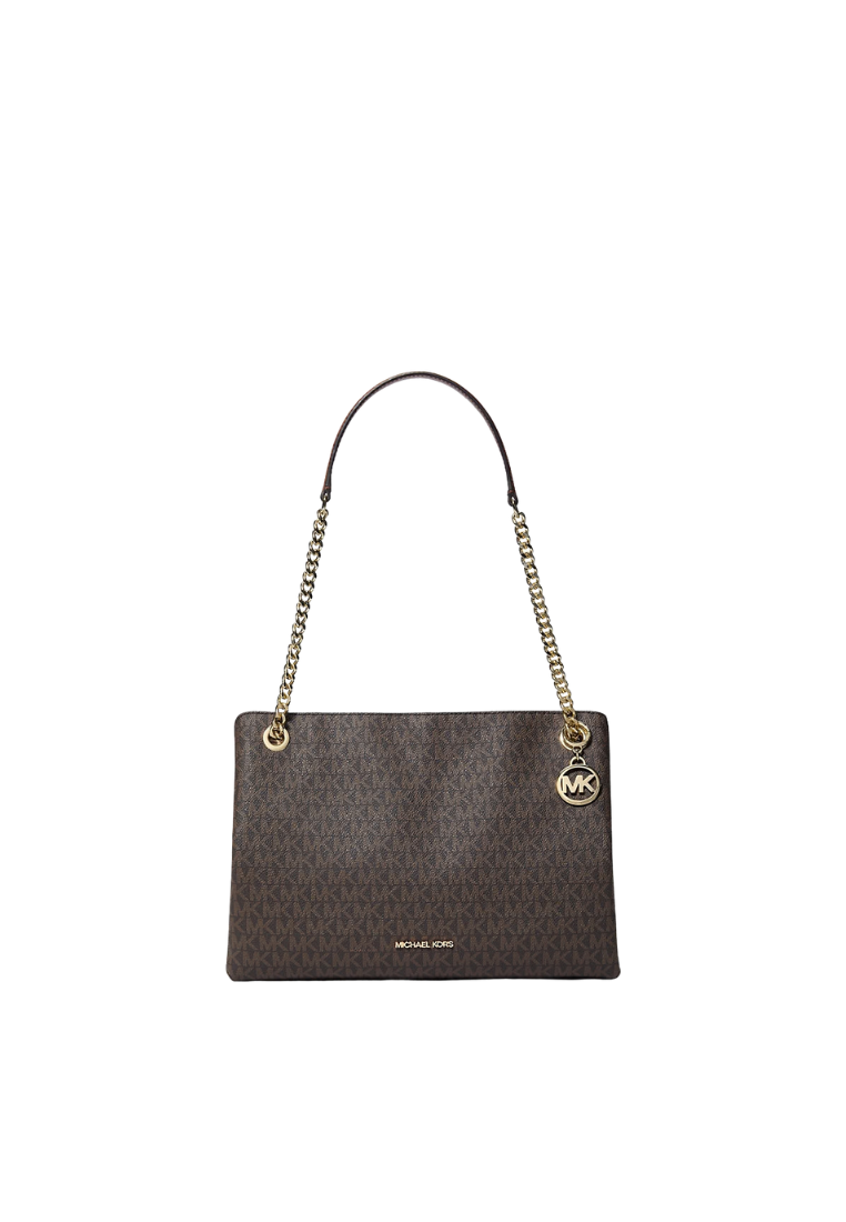 ( PREORDER ) Michael Kors Christina Medium Signature Logo Messenger Bag In Brown 35S6G8WM6B