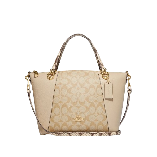 Coach C7261 Kacey Satchel Colorblock Signature Canvas In Gold Light Khaki Ivory Multi