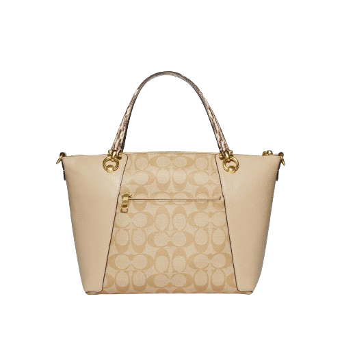 Coach C7261 Kacey Satchel Colorblock Signature Canvas In Gold Light Khaki Ivory Multi