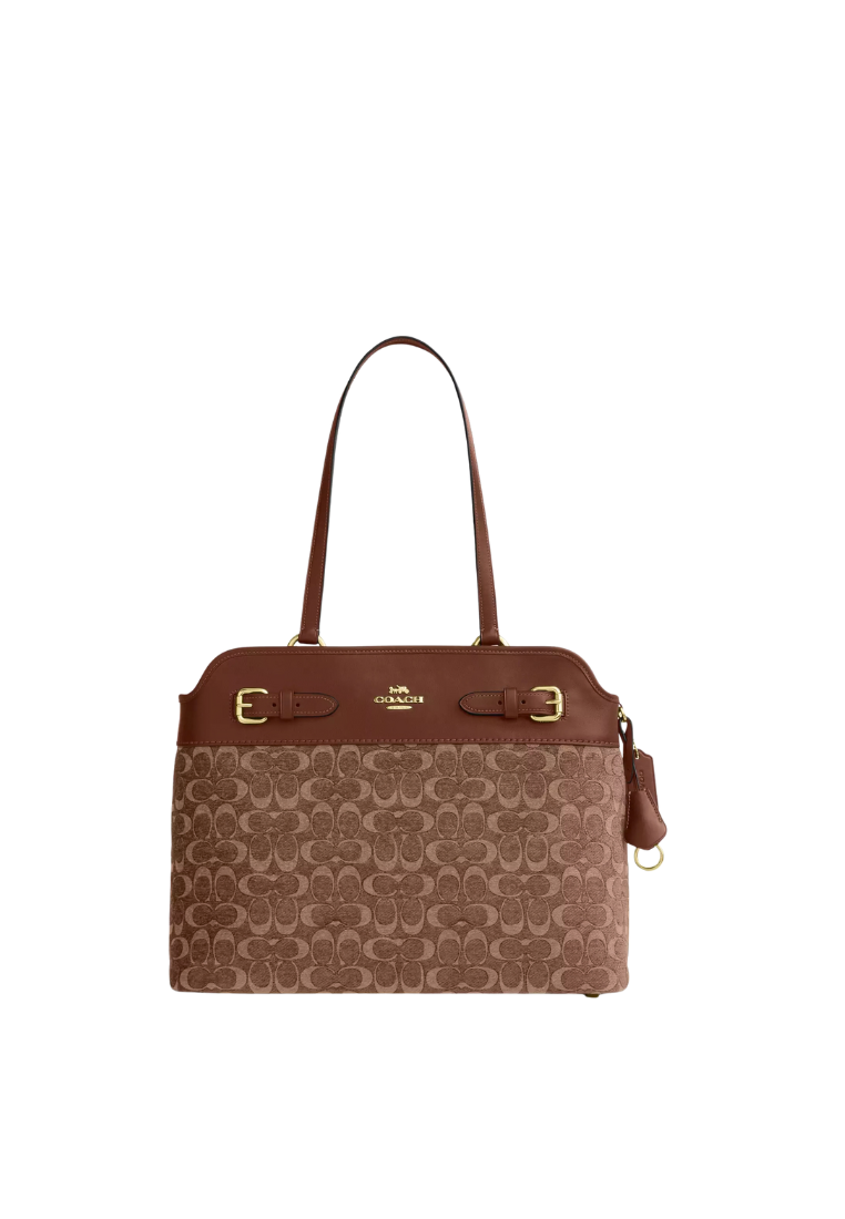 ( PREORDER ) Coach Easton In Signature Chenille Tote Bag In Vintage Brown CCZ08