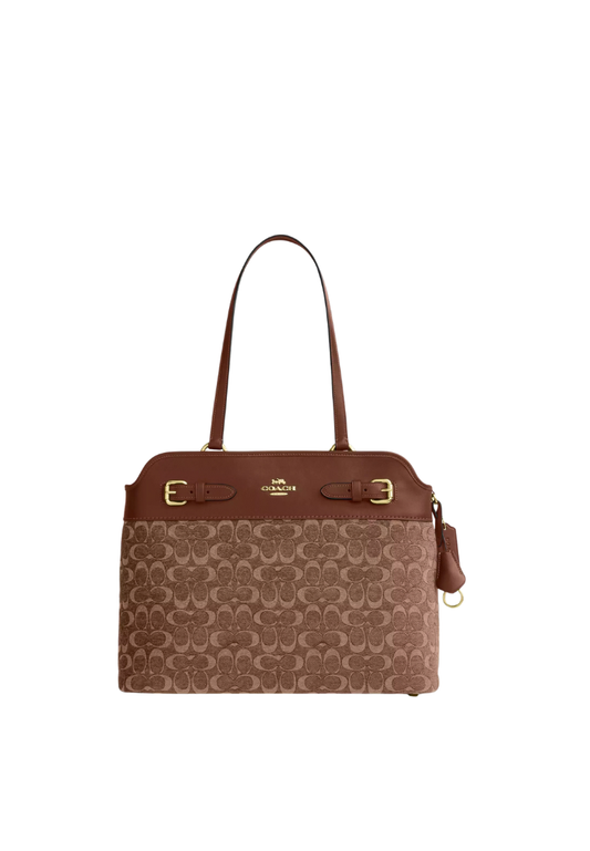 ( PREORDER ) Coach Easton In Signature Chenille Tote Bag In Vintage Brown CCZ08