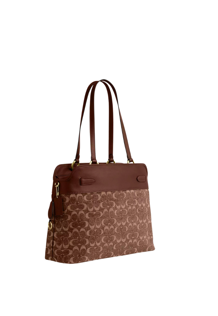 ( PREORDER ) Coach Easton In Signature Chenille Tote Bag In Vintage Brown CCZ08