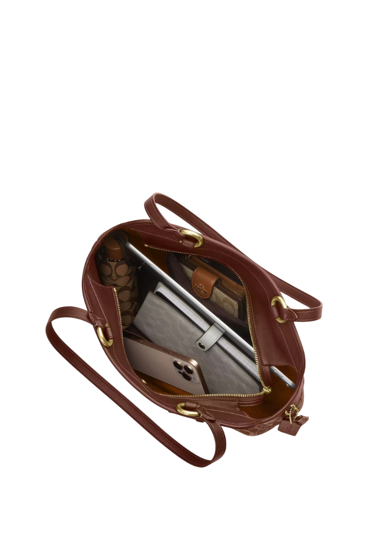 ( PREORDER ) Coach Easton In Signature Chenille Tote Bag In Vintage Brown CCZ08
