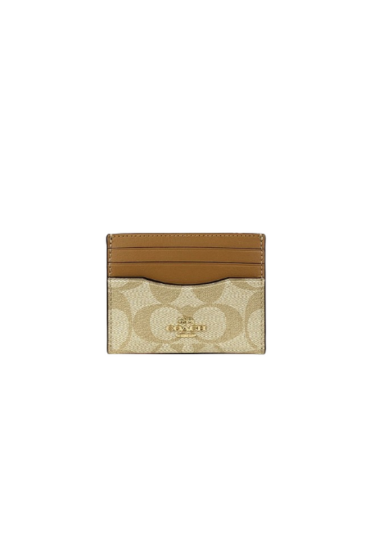 Coach Slim Id Card Case CH415 In Signature Canvas In Light Saddle