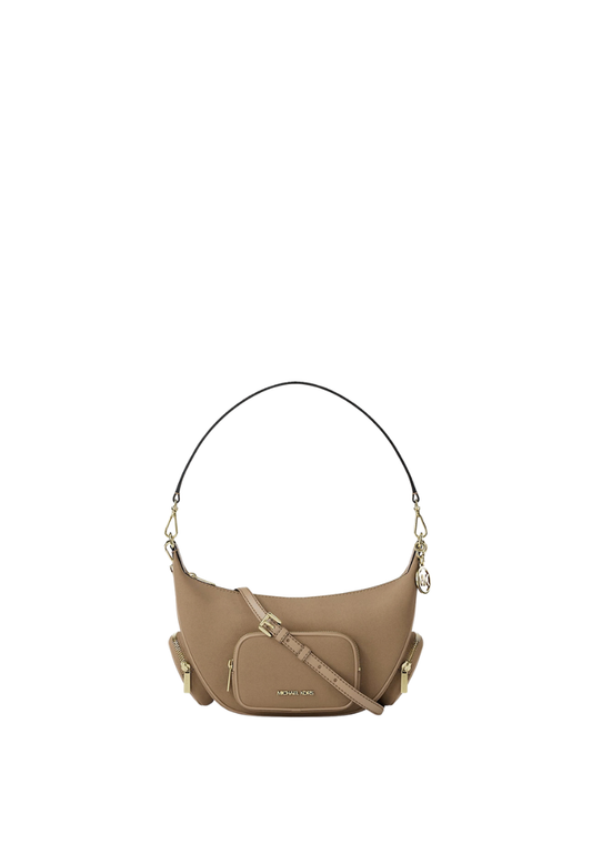 ( PREORDER ) Michael Kors Merritt Medium Suede Convertible Shoulder Bag In Camel 35S6G0WS8S
