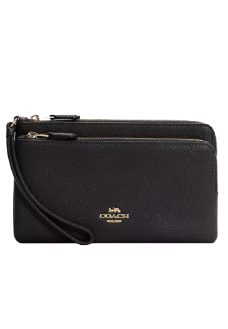 Coach Double Zip C5610 Leather Wallet In Black