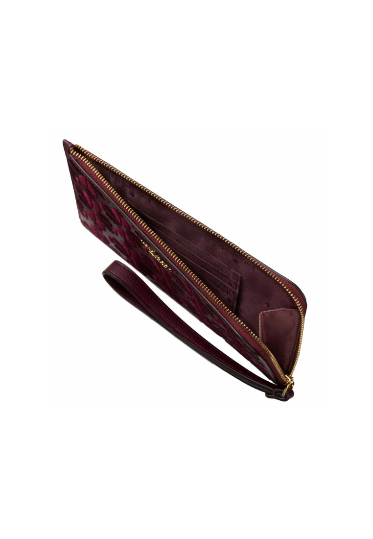 Kate Spade Lucy Spade Flower Embroidered Wallet Medium L-zip In Dark Merlot KL857