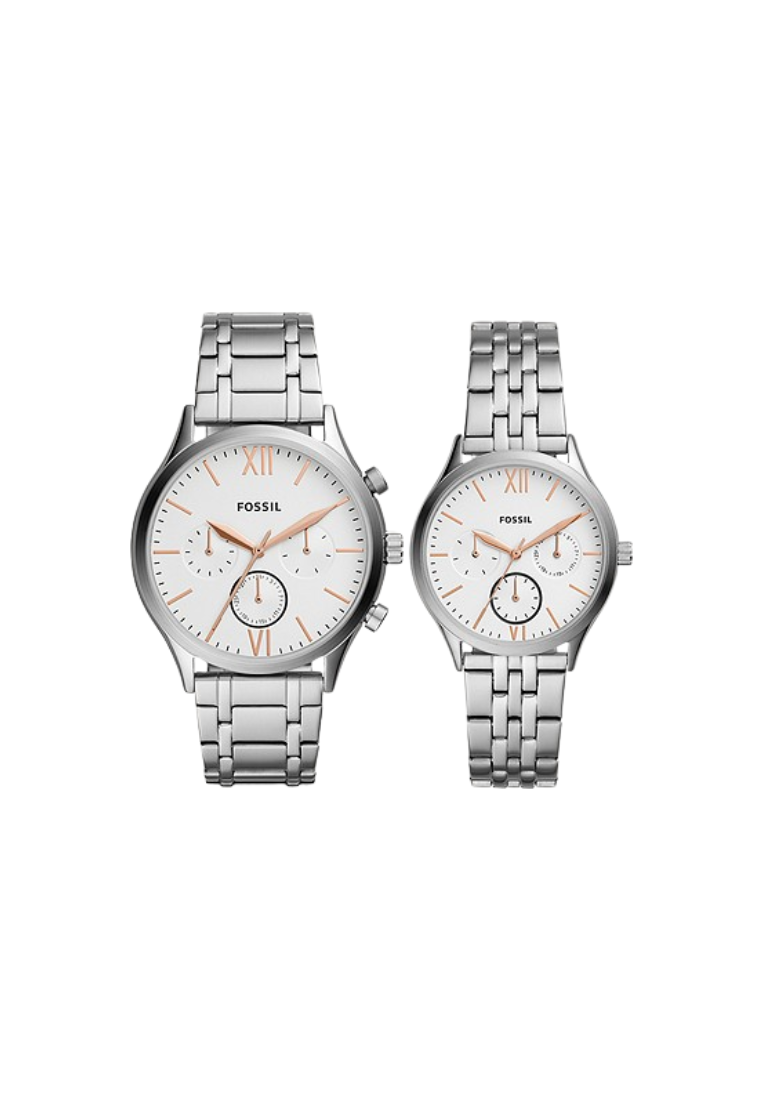 Fossil His And Her Fenmore BQ2468SET Midsize Multifunction Stainless Steel Watch Gift Set