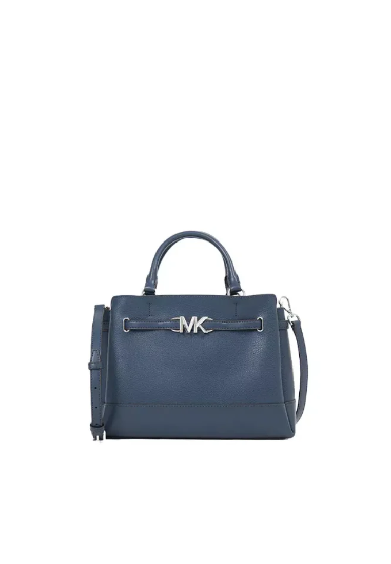 Michael Kors Reed Large Leather Satchel Bag In Navy 35S3S6RS3T