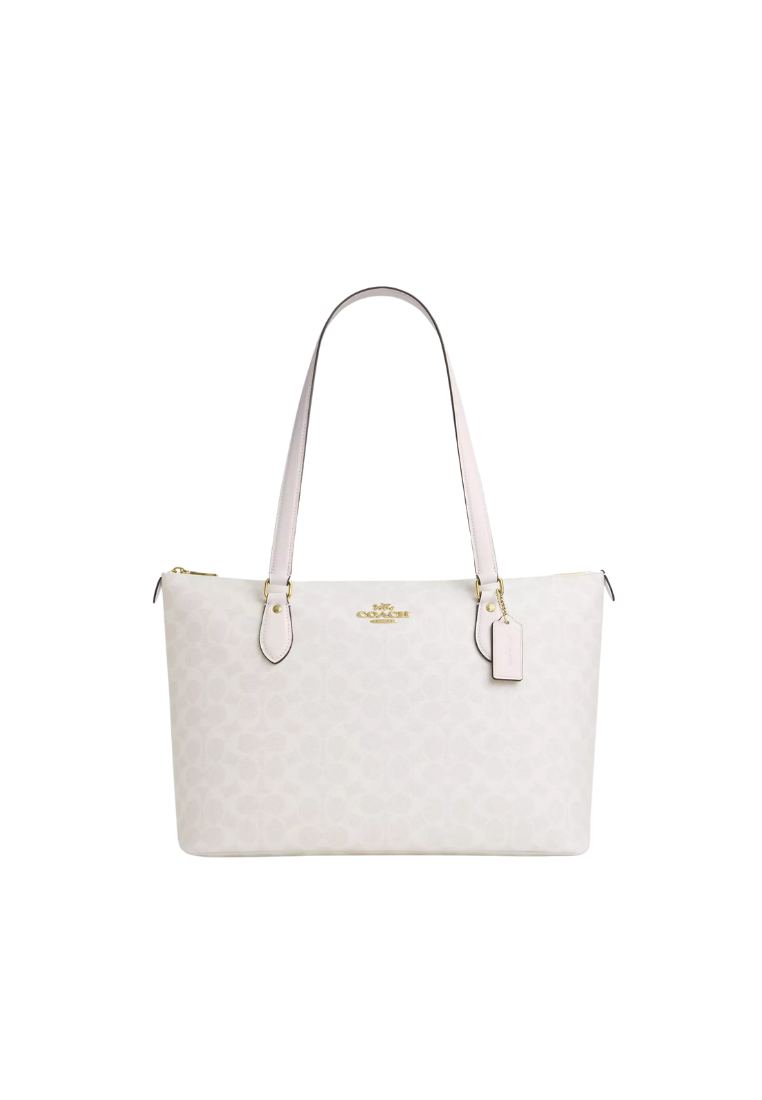 Coach Gallery Tote Bag Signature Canvas In White Chalk CW381