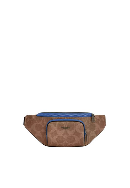 Coach Racer Belt Bag In Blocked Signature Canvas In Pacific Bright Mineral CY776