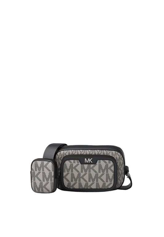 ( PREORDER ) Michael Kors Cooper Small Signature Logo With Pouch Crossbody Bag In Pebble Grey Black Multi 37S6LCOC0B