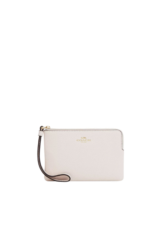 Coach Corner Zip Wristlet In Chalk CP483