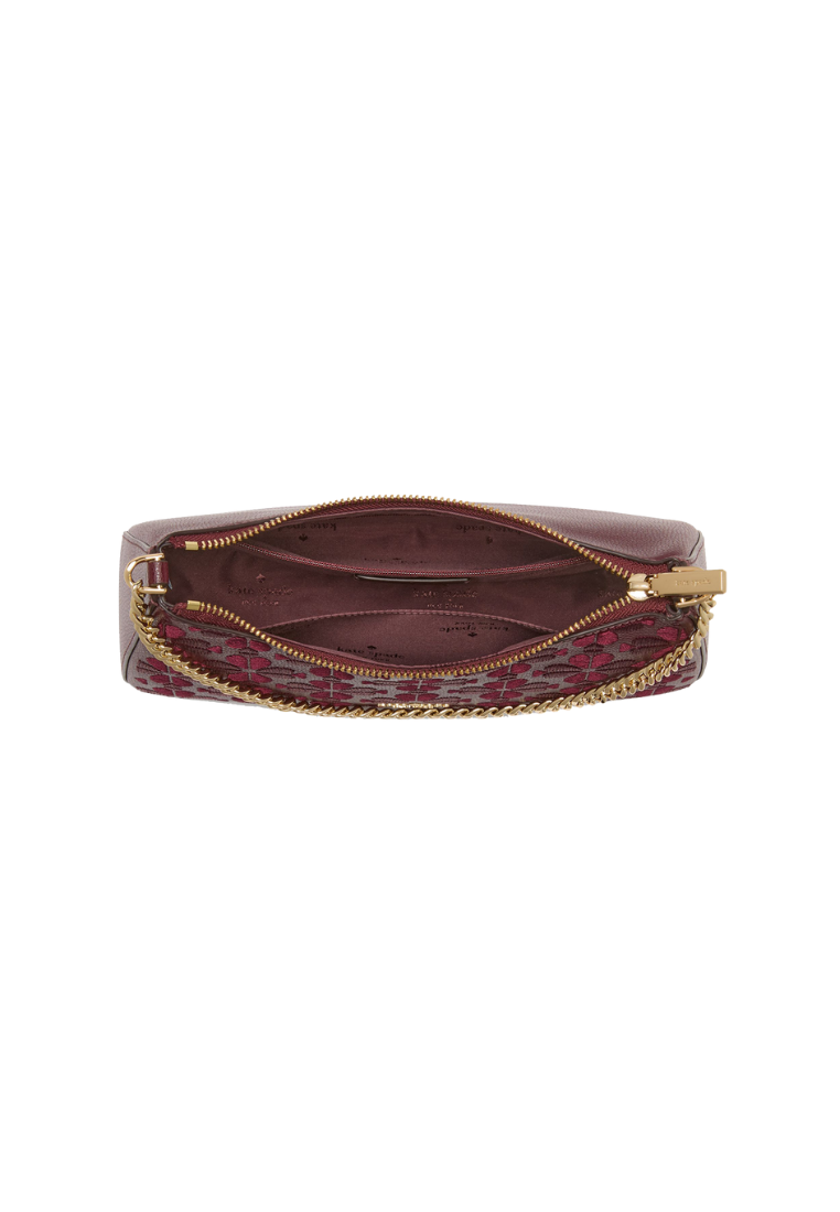Kate Spade Spade Flower Embroidered Medium Crossbody Bag Convertible In Dark Merlot KL955