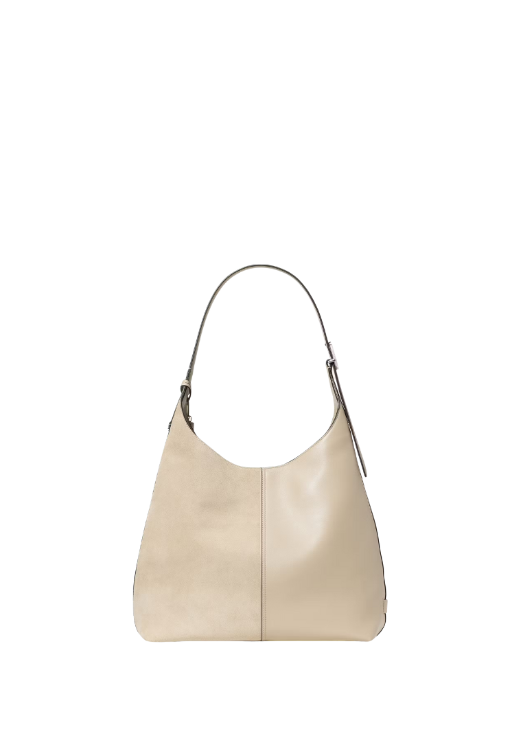 ( PREORDER ) Kate Spade 454 Suede Fringe Large Shoulder Bag In Light Sand KN584