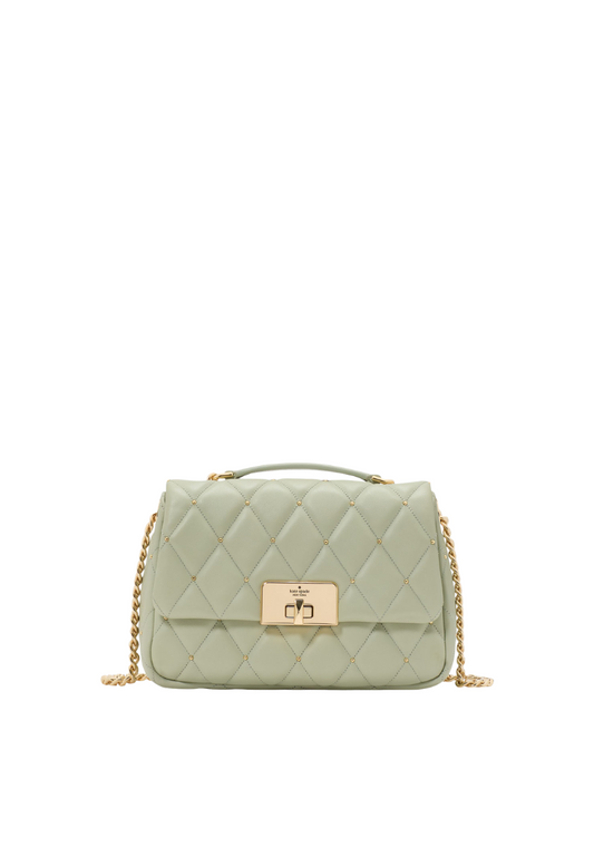 Kate Spade Carey Quilted Studs Small Flap Crossbody Bag In Sage Bundle KL889