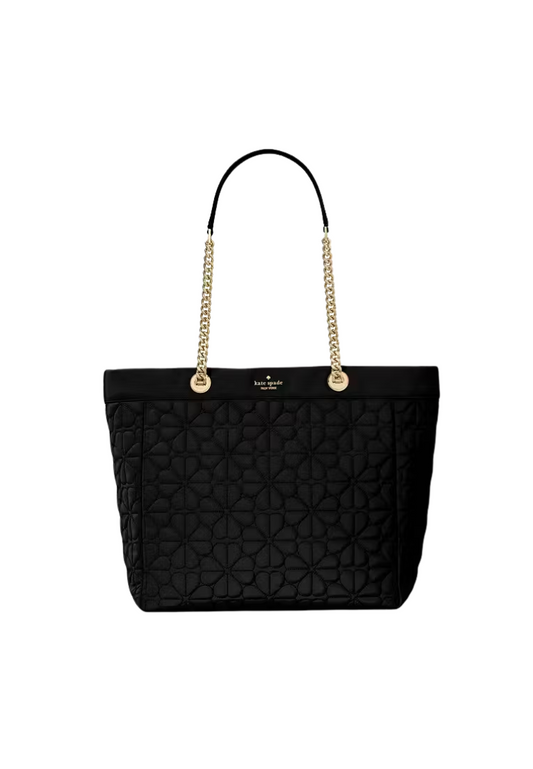 Kate Spade Spade Flower Quilted Fabric Xl Tote Bag In Black KK074