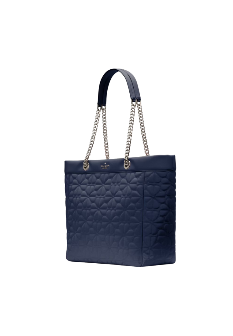 Kate Spade Spade Flower XL Tote Bag Quilted Fabric In Perisian Navy KK074