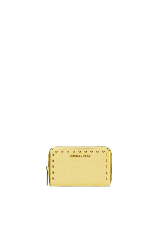 ( PREORDER ) Michael Kors Small Studded Leather Wallet In Lemon 32S6AJ6D0L