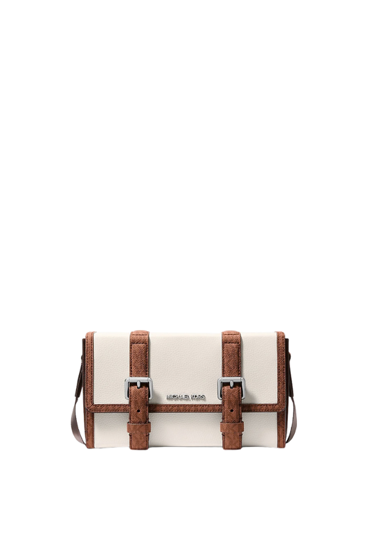 ( PREORDER ) Michael Kors Cooper Pebbled Leather and Signature Logo Trunk Crossbody Bag In Light Cream Luggage 37S6LCOM1O