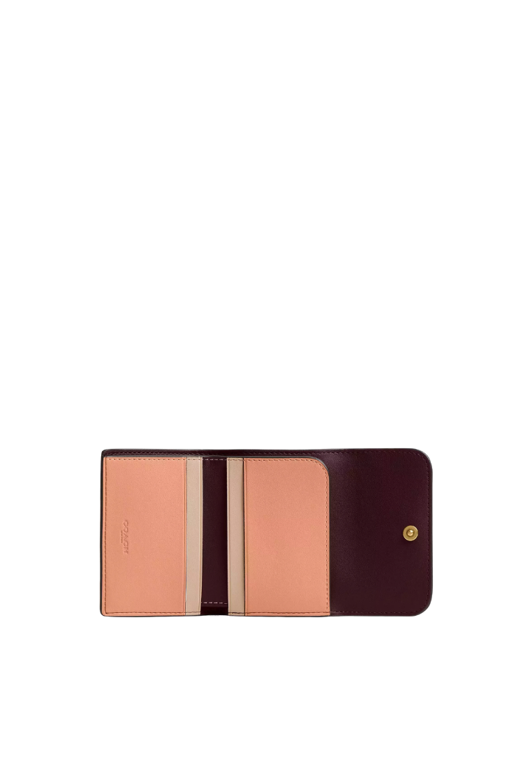 ( PREORDER ) Coach Essential Card Holder In Colorblock Wallet In Merlot Multi CBF60