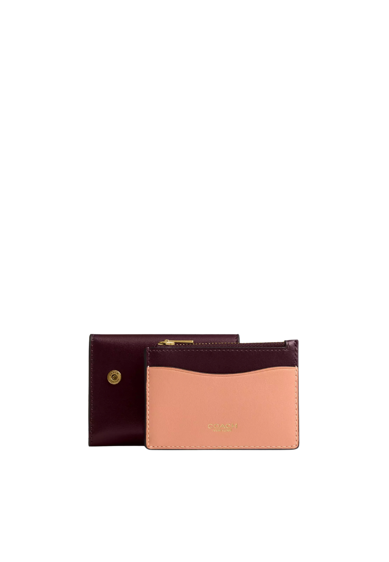 ( PREORDER ) Coach Essential Card Holder In Colorblock Wallet In Merlot Multi CBF60