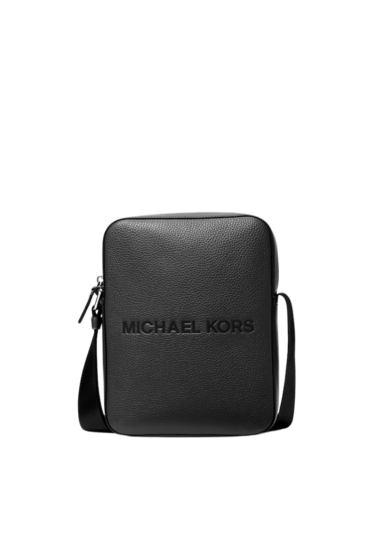 Michael Kors Cooper Logo Messenger Bag Embossed Pebbled Leather Messenger Bag In Black 37S5LCOL2L