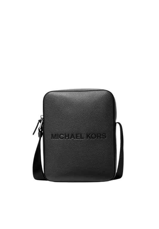Michael Kors Cooper Logo Messenger Bag Embossed Pebbled Leather Messenger Bag In Black 37S5LCOL2L