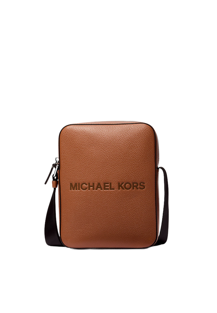 Michael Kors Cooper Logo Messenger Bag Embossed Pebbled Leather Messenger Bag In Luggage 37S5LCOL2L