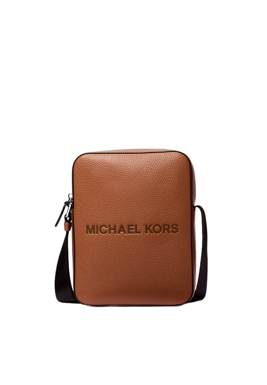 Michael Kors Cooper Logo Messenger Bag Embossed Pebbled Leather Messenger Bag In Luggage 37S5LCOL2L