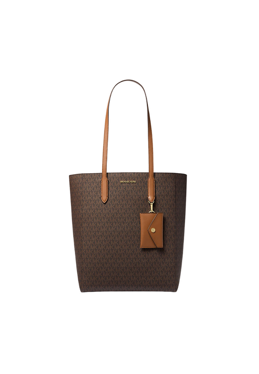 Michael Kors Vincent Large Tote Bag Signature Logo Tote Bag with Card Case In Brown 35F4G2VT7B