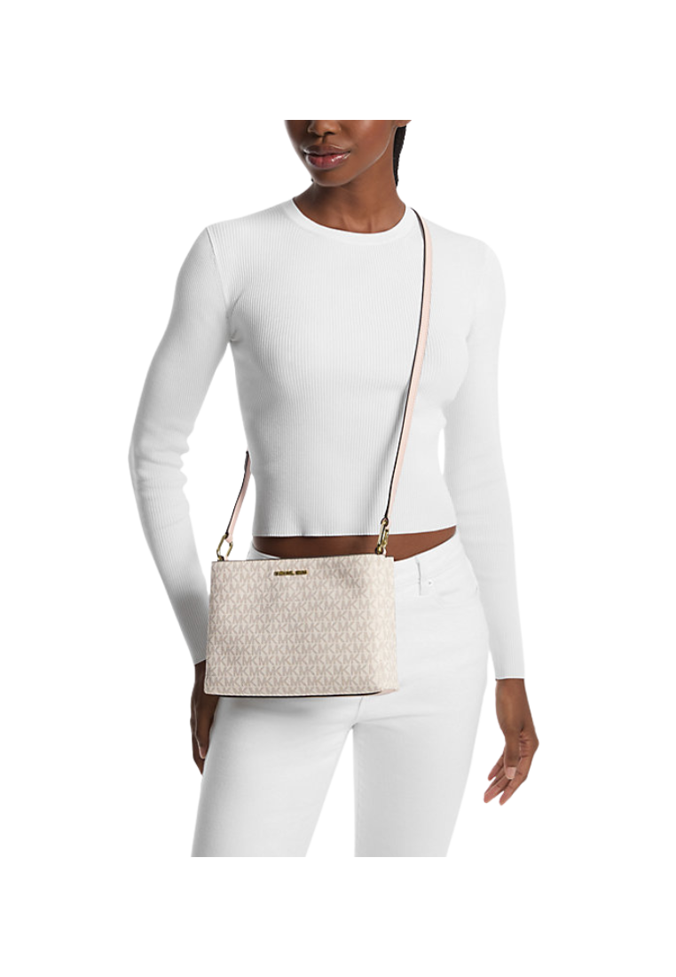 Michael Kors Medium Signature Trisha 35H1G9TC8B Crossbody Bag In Powder Blush Multi