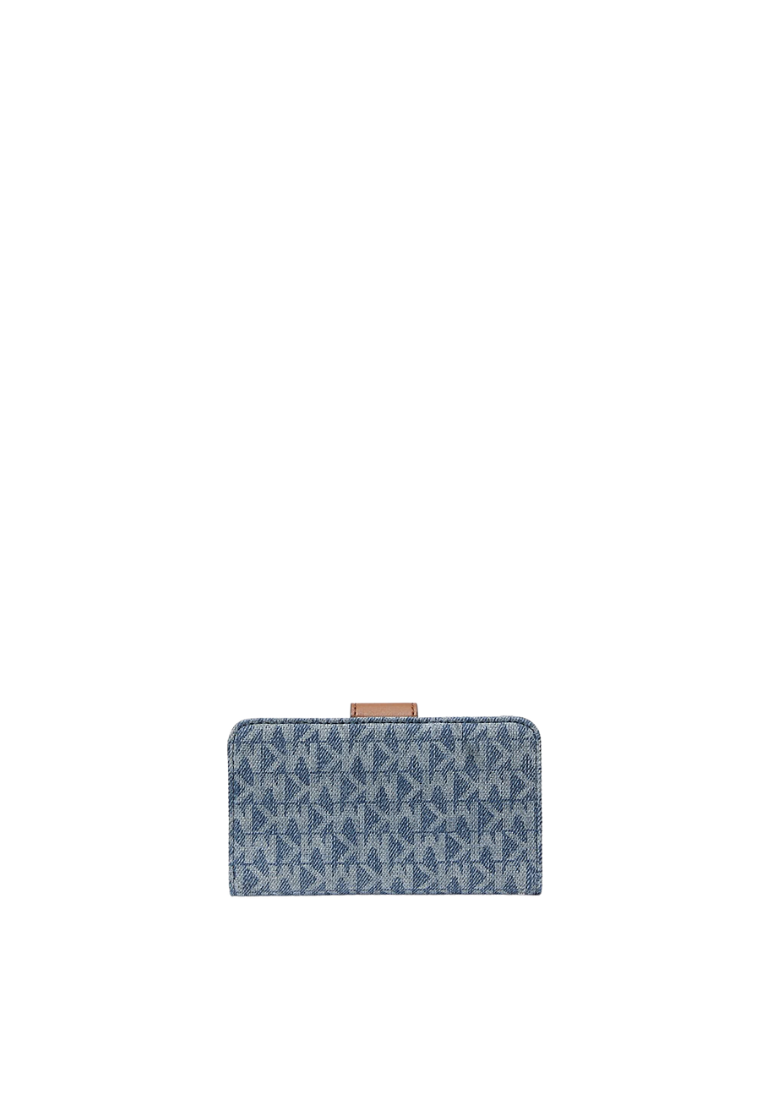 ( PREORDER ) Michael Kors MK Pop Charm Medium Signature Logo Print Denim Wallet In New Horizon 32S6G17F8C
