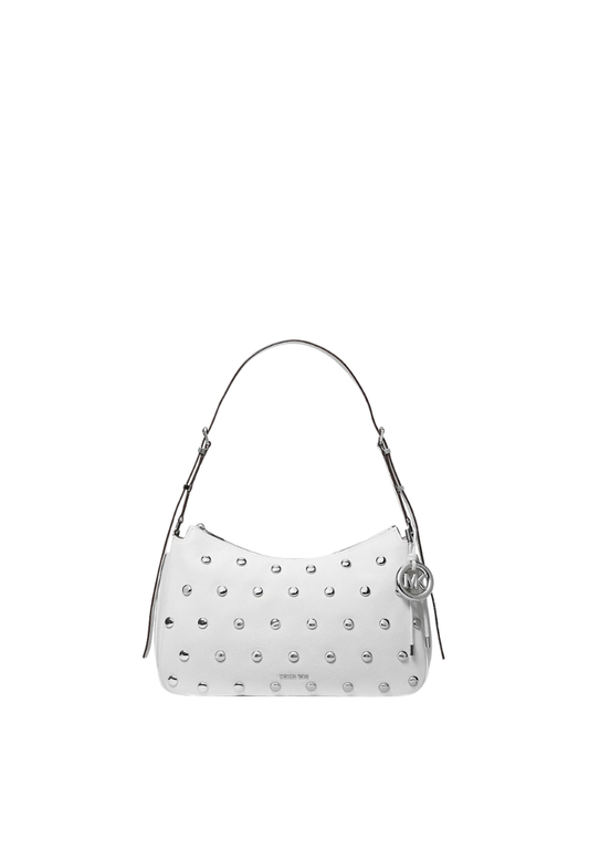 ( PREORDER ) Michael Kors Nolita Medium Studded Leather Shoulder Bag In Optic White 30R6SY5L2L