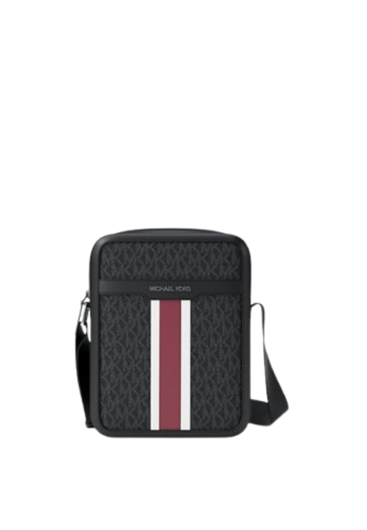 ( PREORDER ) Michael Kors Cooper Striped Signature Logo Flight Bag In Cherry 37F5LCOL6B