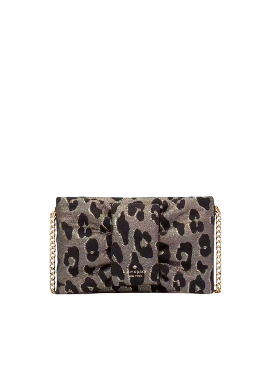 Kate Spade Millie Bow Leopard Flap Crossbody Bag In Graphite Leopard Multi KE547