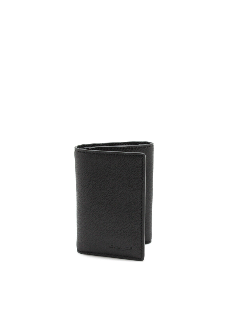 Coach Trifold Wallet Sportcalf Leather In Black 23845
