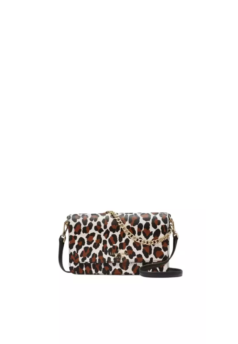 Kate Spade Madison Spotted Leopard Crossbody Bag Small Flap In Cream Multi KH778