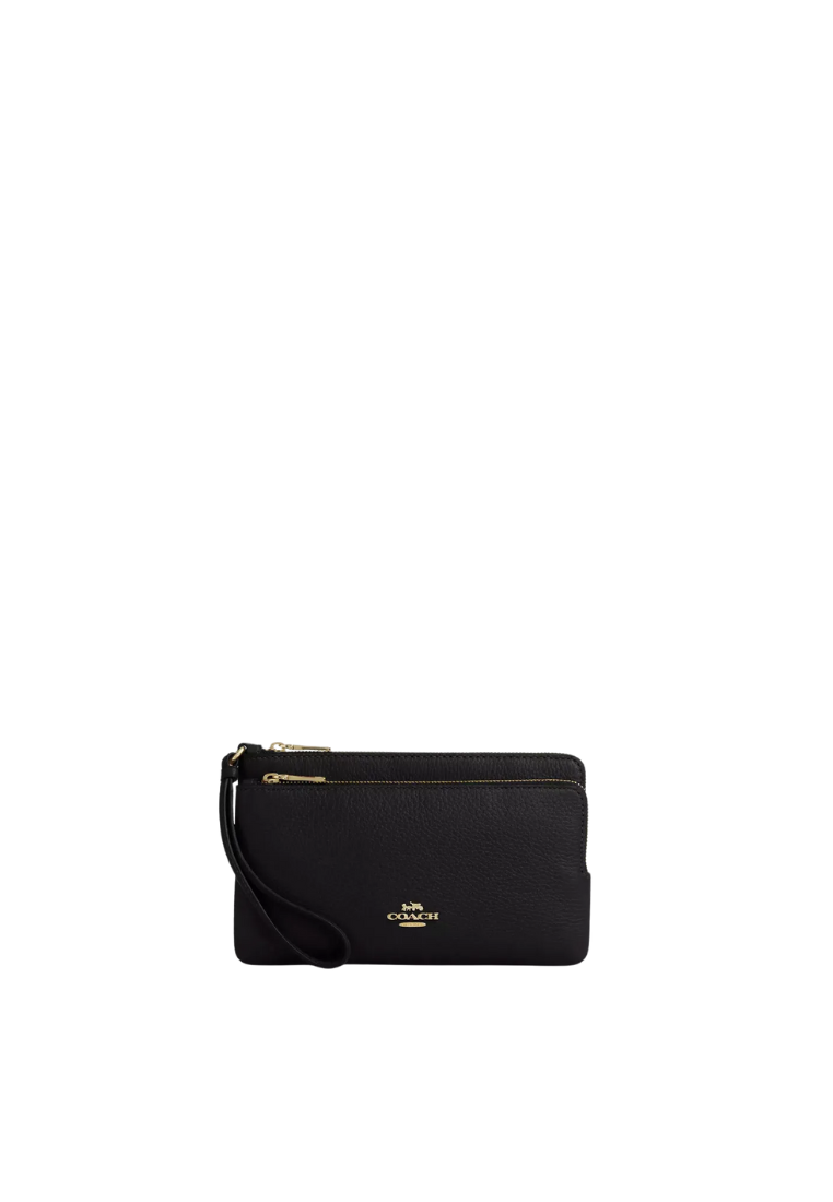 Coach Double Zip Wristlet In Black CU919